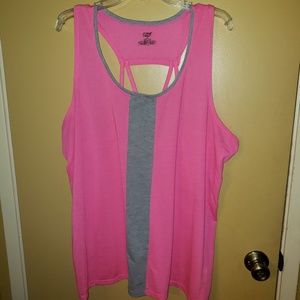 Zone Pro size 2X pink & gray open back yoga top